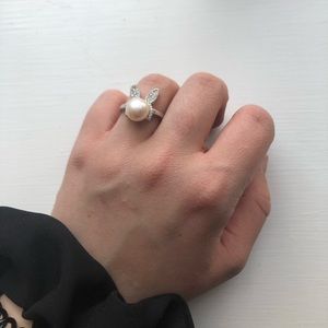 Real Silver and Real Pearl ring